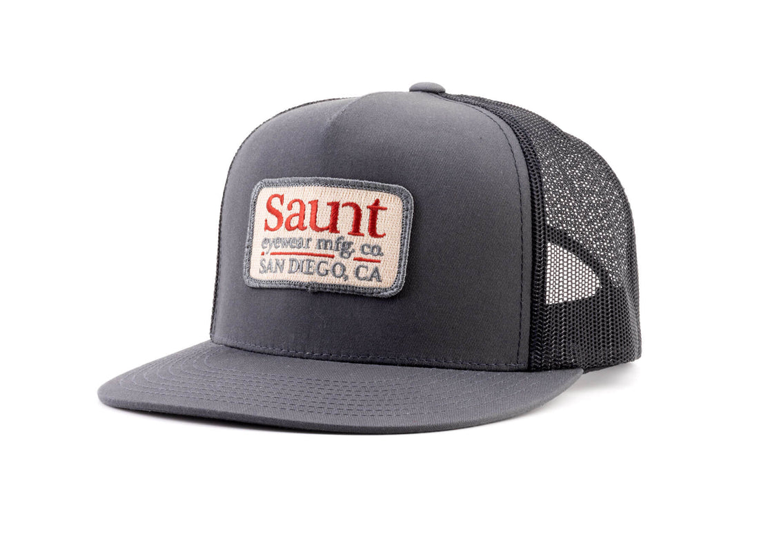 Flat Bill Trucker Hat - Charcoal/Black - Snapback